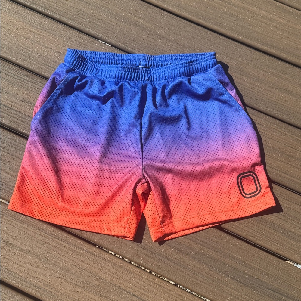 Ombre Blue and Red Athletic Shorts for Men